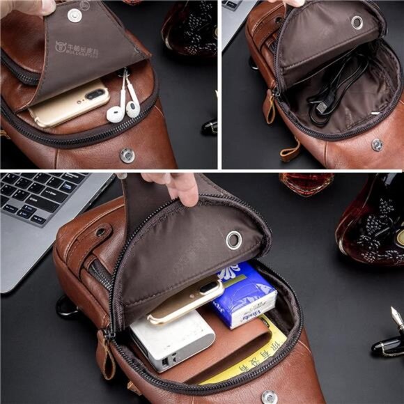 Genuine Leather Sling Bag for Men - Picture 5 of 7